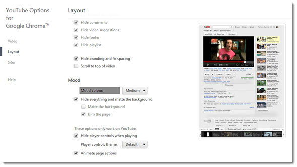 yotube options dashboard